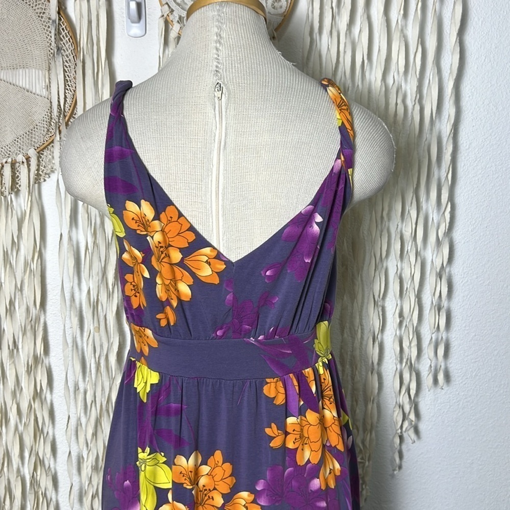 Garnet Hill Twist Strap Purple Floral Maxi Dress Size Small - Picture 7 of 11